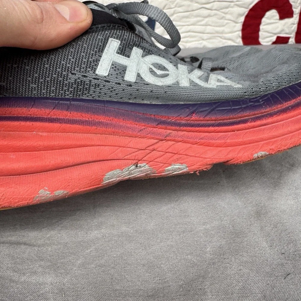 Size 8d - Hoka One One Bondi 8 Grey Black White Red‎ Men's Shoes